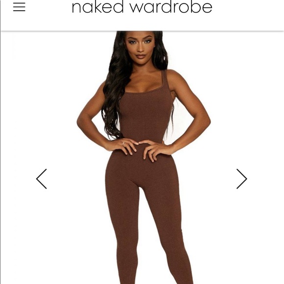 Naked Wardrobe the all snatched jumpsuit in brown sz Small - Picture 4 of 5